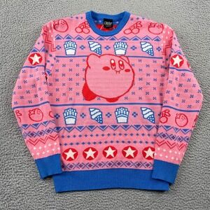 Kirby Sweater Unisex S Pink Nintendo Pullover Knit Fair Isle Video Game Retro